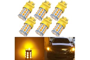 WEIMELTOY 3157 LED Light Bulbs, Super Bright 5050 27-SMD 3056 3156 3156A 3057 4057 3157 4157 T25 LED Bulbs for Brake Lights,Backup Reverse Lights， Pack of 6Pcs yellow