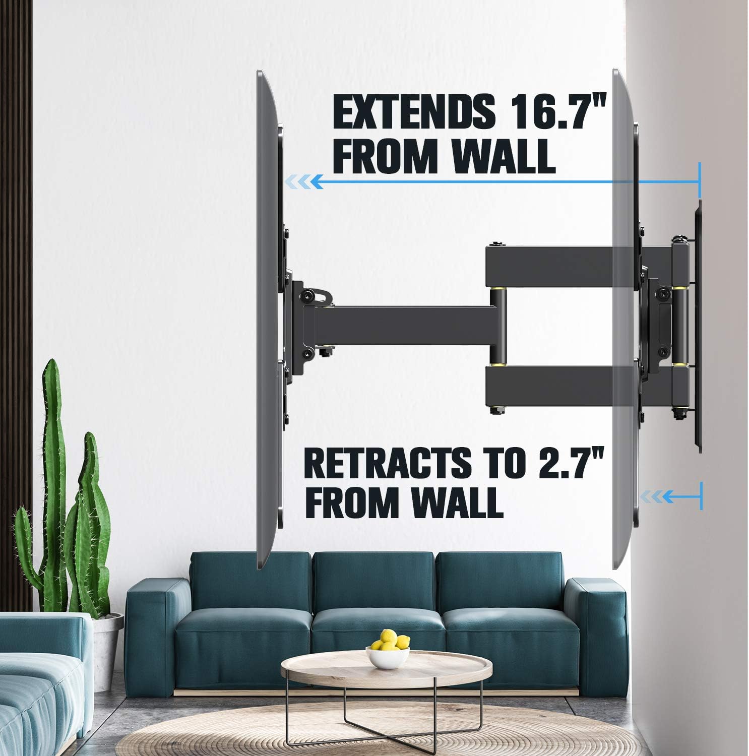 Mounting Dream Full Motion TV Wall Mount for Most 26-55 Inch TVs, Wall Mount for TV with Swivel Articulating Arms, Perfect Center Design TV Mounts Wall, up to VESA 400x400mm and 77 lbs. MD2413-MX: Electronics