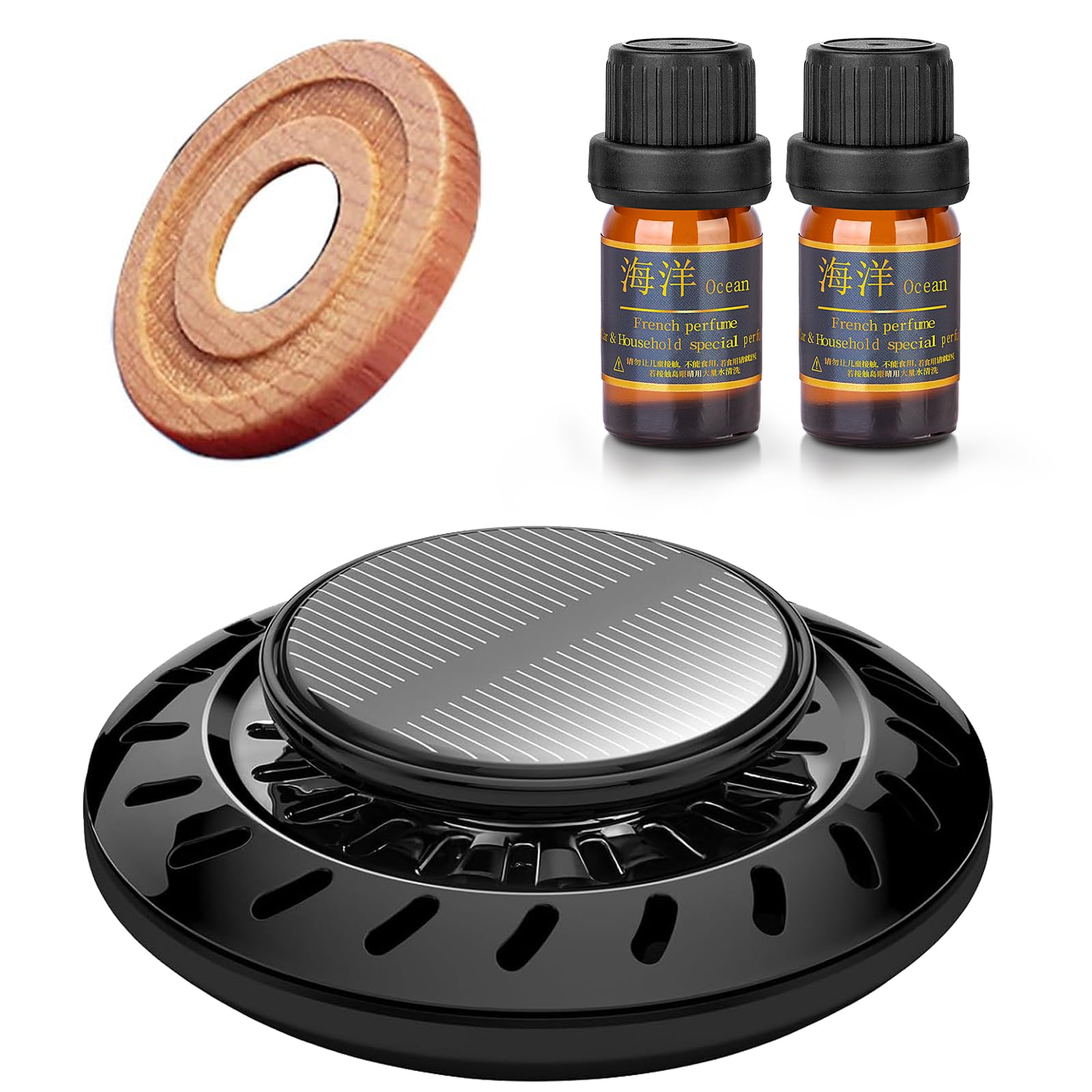 Photo 1 of *MINOR DAMAGE - USED*
Kwak's Car Air Freshener,Rotating Solar Aromatherapy Essential Oil Diffuser Scent Car Decoration Automotive Interior Accessories (Black)