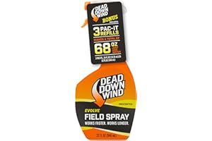 DEAD DOWN WIND Evolve 3D+ Field Spray Bottle & Refills - Odor Control Hunting Scent Control Spray -Unscented, Long-Lasting Spray Refill -Easy to Use for Hunting Gear & Clothing (32oz Spray, 3 Refills)