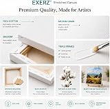 EXERZ 60x60cm Pre-Stretched Canvas 4 Pack 1.7cm 280GSM Cotton Triple Primed view 5
