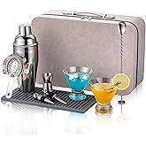 USEEKRIL Travel Martini Kit with 2 Glasses,Travel Bartender Kit with Case Recipe Cards, Cocktail Shaker Set for Cocktail Mixer,Martini Gift Shaker Set for Home Outdoor Party