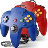 miadore 2 Pack N64 Wired controller,Retro N64 Remote Joystick Gamepad Controller Compatible with N64 Video Game System Console(blue+red)