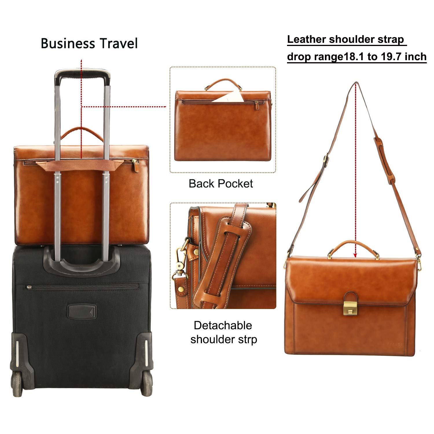 Mua Banuce Vintage Leather Mens Briefcase Lawyer Business Bags Lock