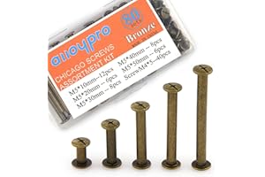 Alloypro 80 Pcs Phillips Chicago Binding Screws M5 x 10/20/30/40/50mm Bronze Scrapbook Extenders Post Binding Barrels and Screws Assortment Kit for Scrapbook Photo Albums/Book Binding