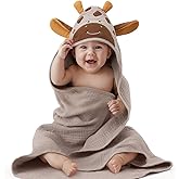 Blissful Diary Muslin Baby Hooded Towel, Soft and Absorbent Bath Towel for Newborn, Infant, Toddler, Unisex, 32″x32″ - Gentle Giraffe