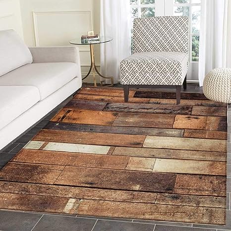 Amazon Com Wooden Door Mat Indoors Rustic Floor Planks Print