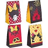 24 Pack Mickey Minnie Party Favor Bags Paper Goodie Bags - Treat Candy Bag for Kids' Minnie Mickey Theme Party, Boys Girls Mickey Birthday Party Supplies Gift Bags with Stickers for Party Decorations
