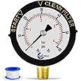 CARBO Instruments Water Pressure Gauge for Swimming Pool Filter, Spa, Aquarium, 60psi Plumbing Clean Filter Indicator with Dual Display & 1/4" NPT Brass Lower Connection with Teflon