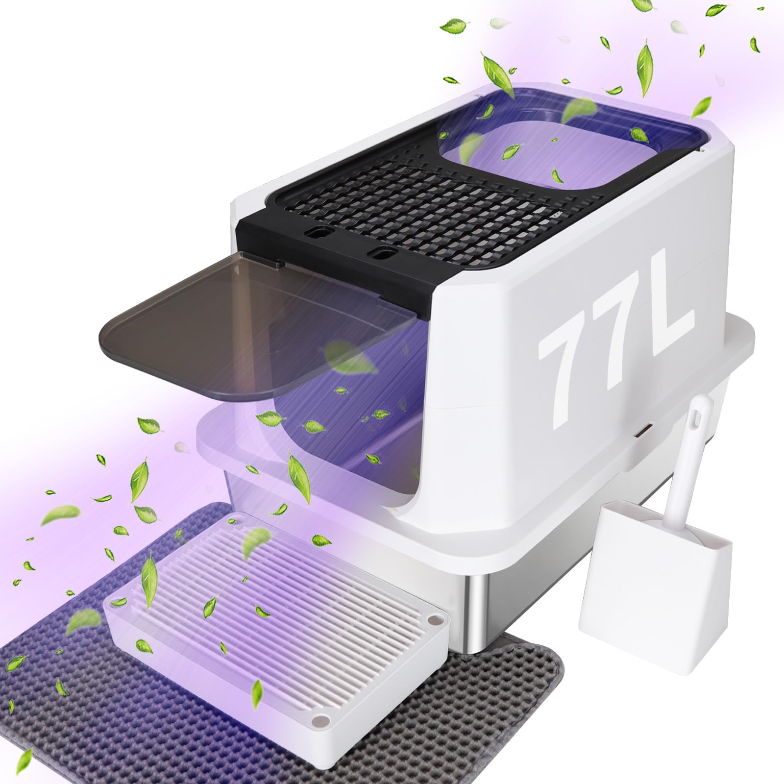 Photo 1 of (please see all images) RIZZARI Stainless Steel Cat Litter Box: Large 23.8" L x 15.9" W x 16.1" H Covered High-Sided Litter Pan