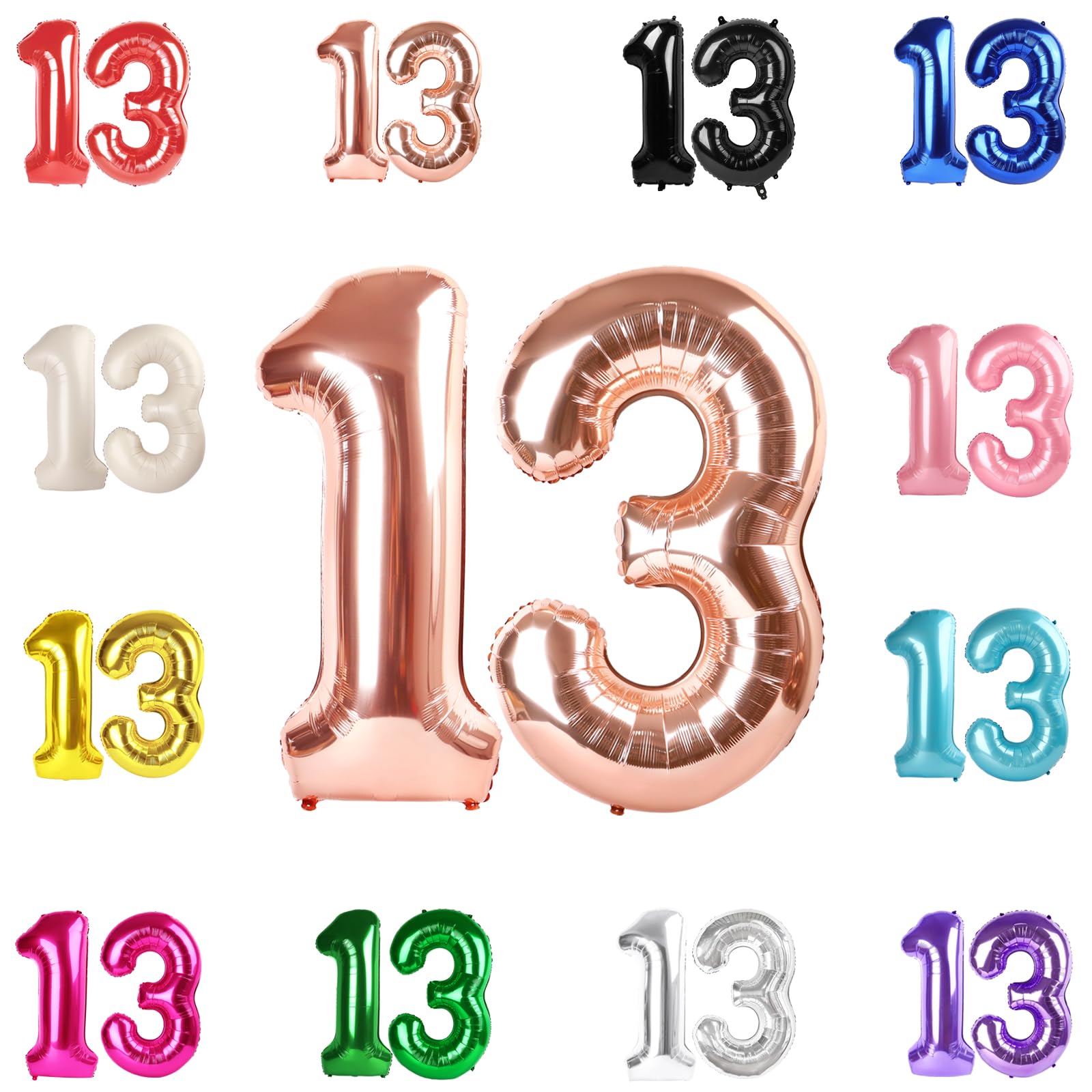 13 Balloon Number, Rose Gold Number 13th 31th