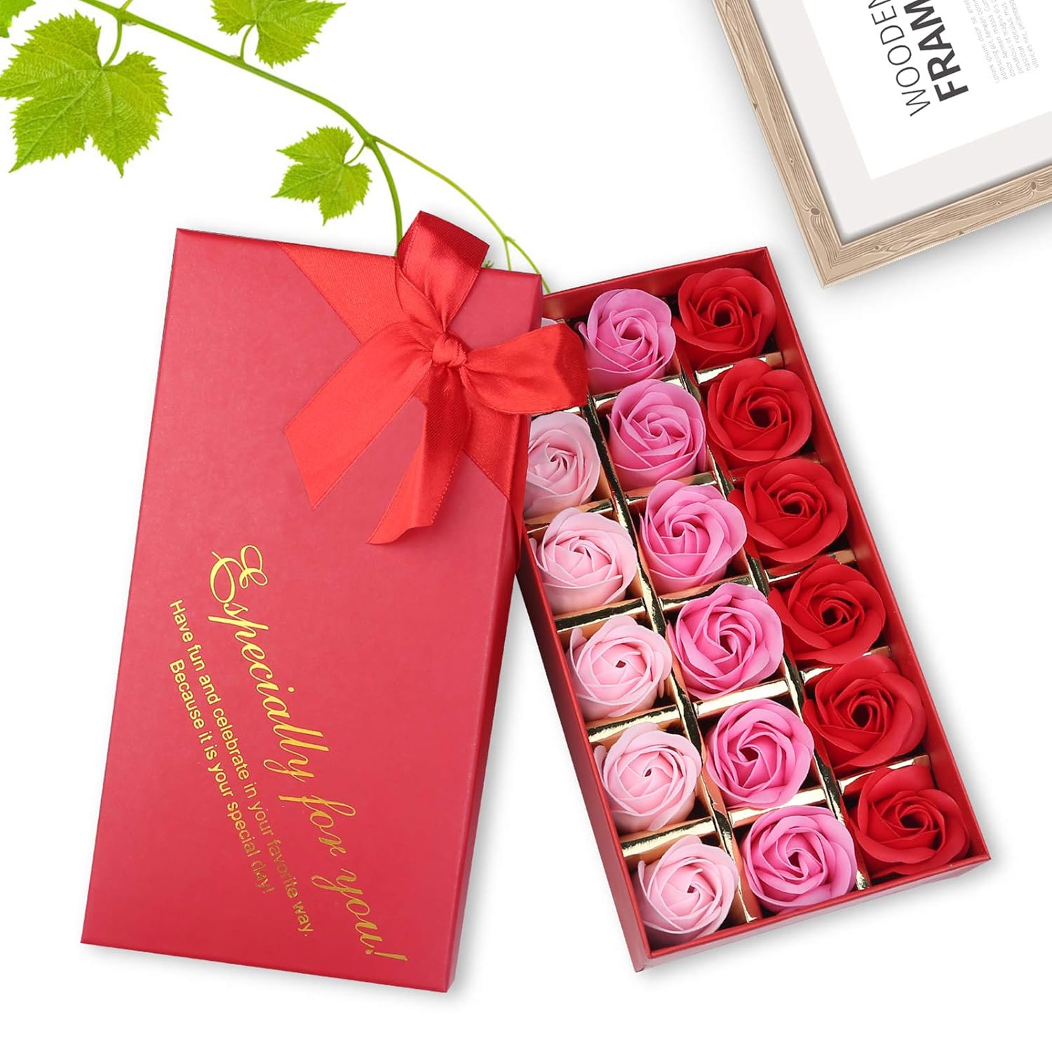 Rotumaty 18 PCS Floral Scented Bath Soap Rose Flower Petals, Plant Essential Oil Rose Soap Set, Best Gifts for Her Women Girls Mom Lover Birthday Valentine Christmas (Red) : Beauty