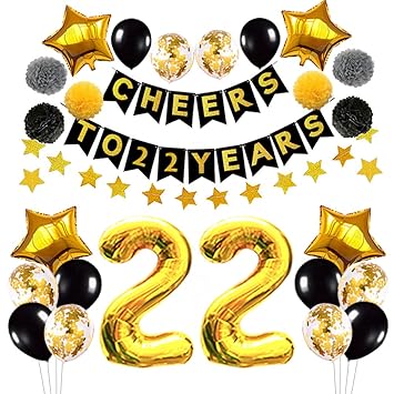 Amazon Com Succris 22nd Birthday Decorations Balloons 22nd