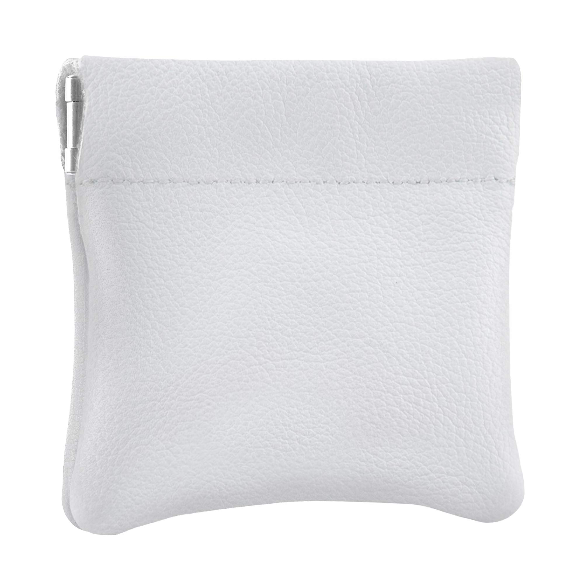 Nabob Leather Unisex adult Genuine Leather Squeeze Made IN U.S.A Change Holder Coin Purse, Medium Size 3.5 X 3.5, White