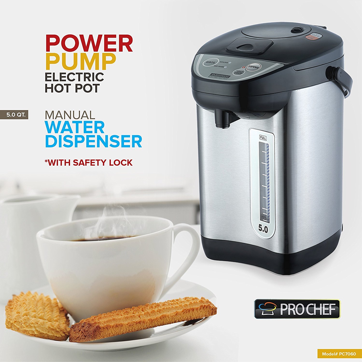 ProChef M PC7060 Electric Hot Urn, Stainless Steel, 5Quart, Double