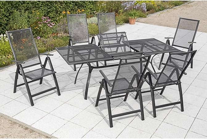 Amazon De Merxx Gartenmobel Set Brescia 7 Tlg Klappsessel 5 Fach Verstellbar Ausziehtisch