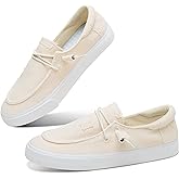 Obtaom Women Canvas Loafers Light-Weight Slip on Loafers Comfortable Boat Lace up Canvas Fishion Sneakers