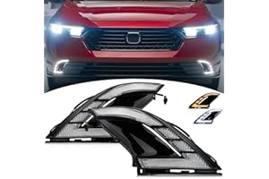 BINQIGOO LED Front Bumper Fog Light Compatible with Honda Accord 2023 Daytime Running Lights Amber Turn Signal Replacement Lamp(FRONT FOG LIGHT)