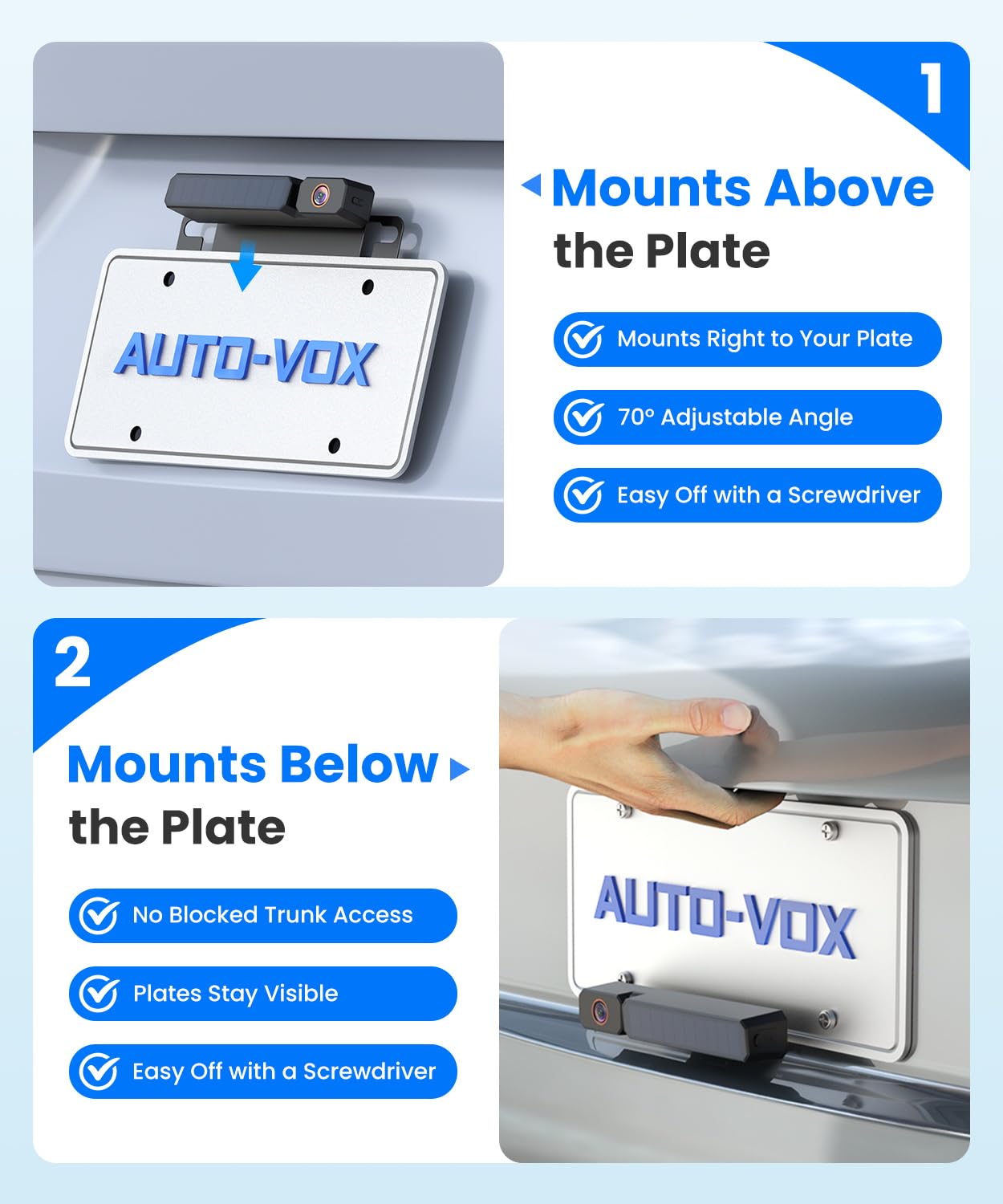 AUTO-VOX Solar Wireless Backup Camera with 5