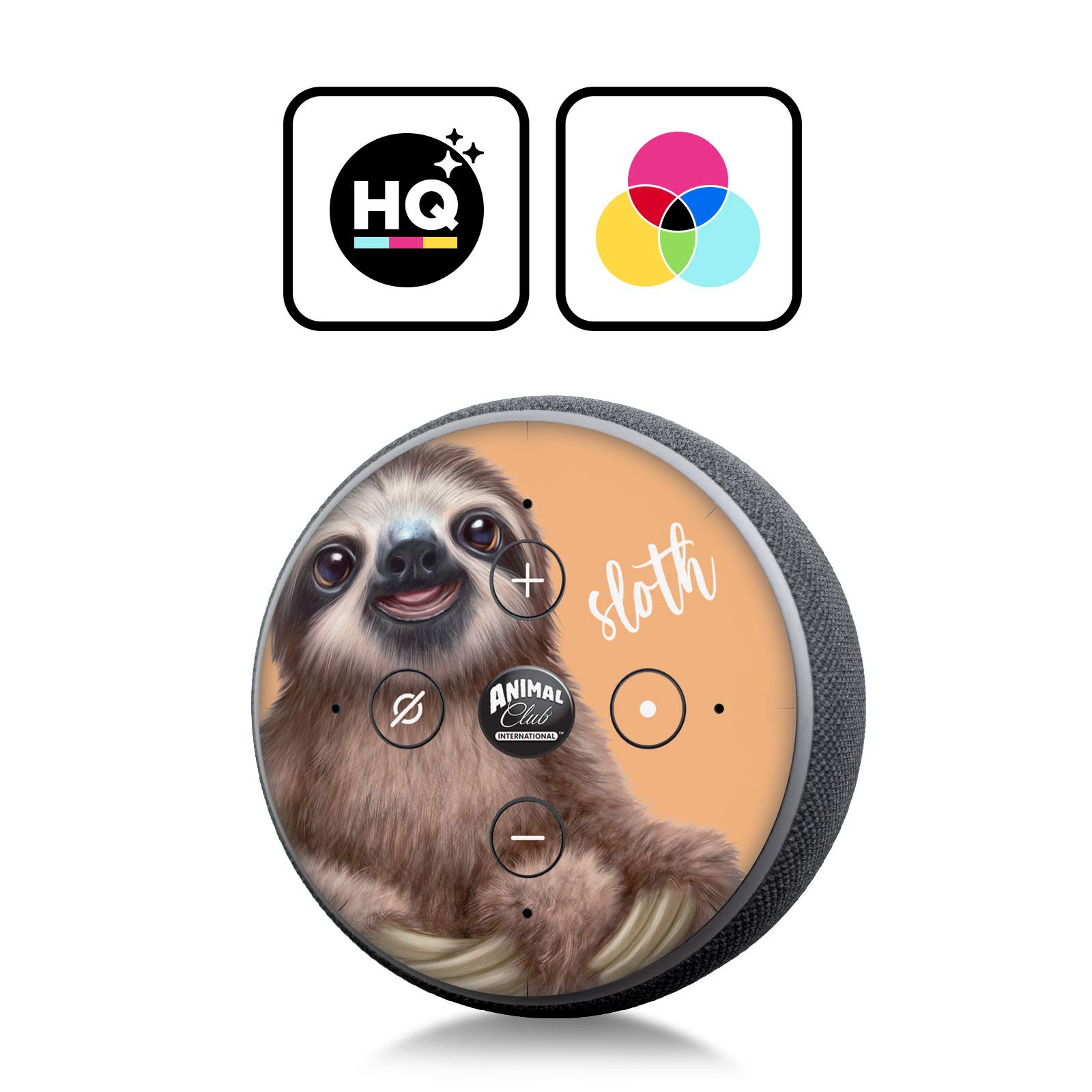 Head Case Designs Officially Licensed Animal Club International Sloth Faces Vinyl Sticker Skin Decal Cover Compatible with Amazon Echo (2nd Gen) - Skin only Echo (2nd Gen) is NOT Included