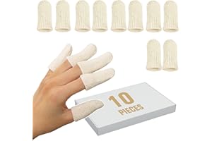 MIG4U 10 Pcs Cotton Finger Cots, Reusable Finger Protectors for Cuts Wounds, Arthritis, Eczema, Bruises, Calluses, Cracking Thumbs Healing, Fingernail Caps/Stall/Cushion/Cover, L/XL