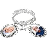 Hicarer Wedding Bouquet Picture Frame, 2.5 Inches Bride Bouquet Photo Charm Memorial Lacy Oval Photo Pendant for Wedding Memory Bridal Shower Large Engagement Flower Decorations