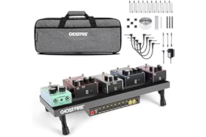 GHOSTFIRE Ghost Fire Small Powered Guitar Pedal Board Aluminum Alloy 1.5lbs Super light Foldable Effect Pedalboard19.7''x7'' with Carry Bag SPL-02, 4Pcs 6 Inch Guitar Pedal Cable with Power Supply GS10-SE