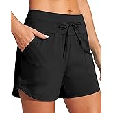 IUGA Womens 5" Swim Board Shorts Stretchy High Waisted Beach Shorts for Women Quick Dry UPF 50+ Swimsuit Bottoms with Liner
