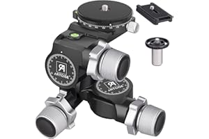3-Way Geared Tripod Head ARTCISE Professional Geared Tripod Head with Arca Type QR Plate and 360° Panoramic Arca Type QR Plate/3 Axis Pan/Tilt Fluid Head with Large/Fine Quick Switch Dual Mode