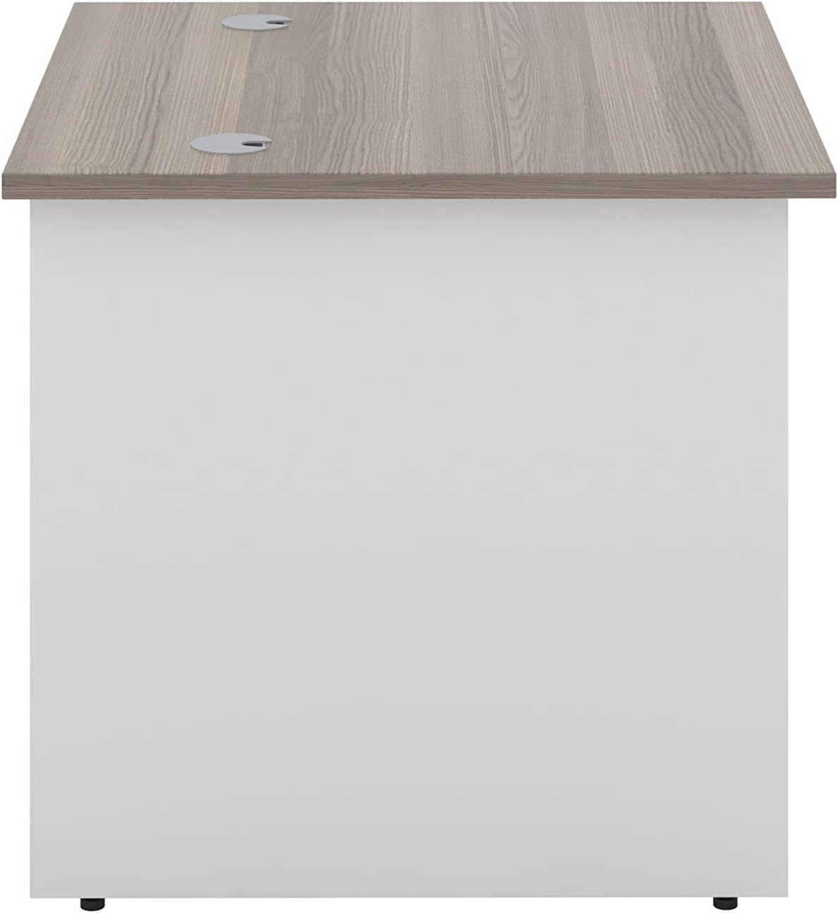 Office Hippo Heavy Duty Square Office Desk with Panel Ends, 80 x 80 x 73 cm, White Legs, Grey Oak Top - Image 4