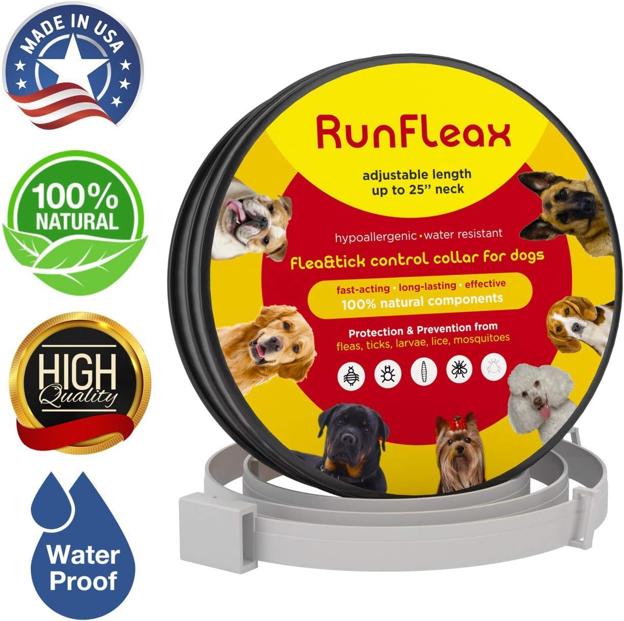 Flea Tick Collar Made in Germany (8 Months) - Natural Herbal Non-Toxic Adjustable Prevention Control for Dogs Cats Flea Collar Waterproof Protection for Large Medium Small Pet Repels Fleas Lice Ticks