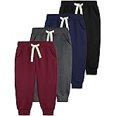 Aocku 4 Pack Toddler Boys Sweatpants Cotton Toddler Boys Girls Sweatpants Pants with Pocket Drawstring
