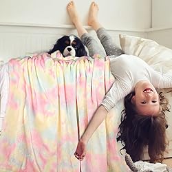 MACEVIA Tie Dye Rainbow Throw Blanket for