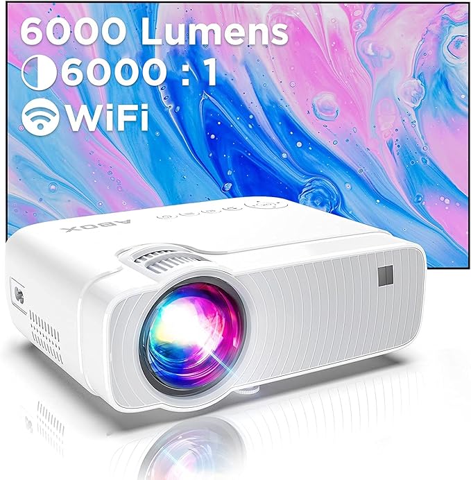 Proyector WiFi Proyector Porttil 6000 Lmenes Soporta 1080p Full HD Cine en Casa 300 Duplicar Pantalla para AndroidiPhone Smartphone iPadHDMIUSBVGAAVSD GC357