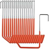 MUXHEL 16 Pcs Rafter Hanger Hook Heavy Duty Large S Hooks, Vinyl Coated S Hook for Hanging Bikes, Ladders, Ropes, Tools (Orange)
