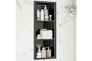 Noliven 35x11 Inch 3-Layer Shower Niche, 304 Stainless Steel Design Shower Niche, Recessed Bathroom Wall Soap Niche Organizer