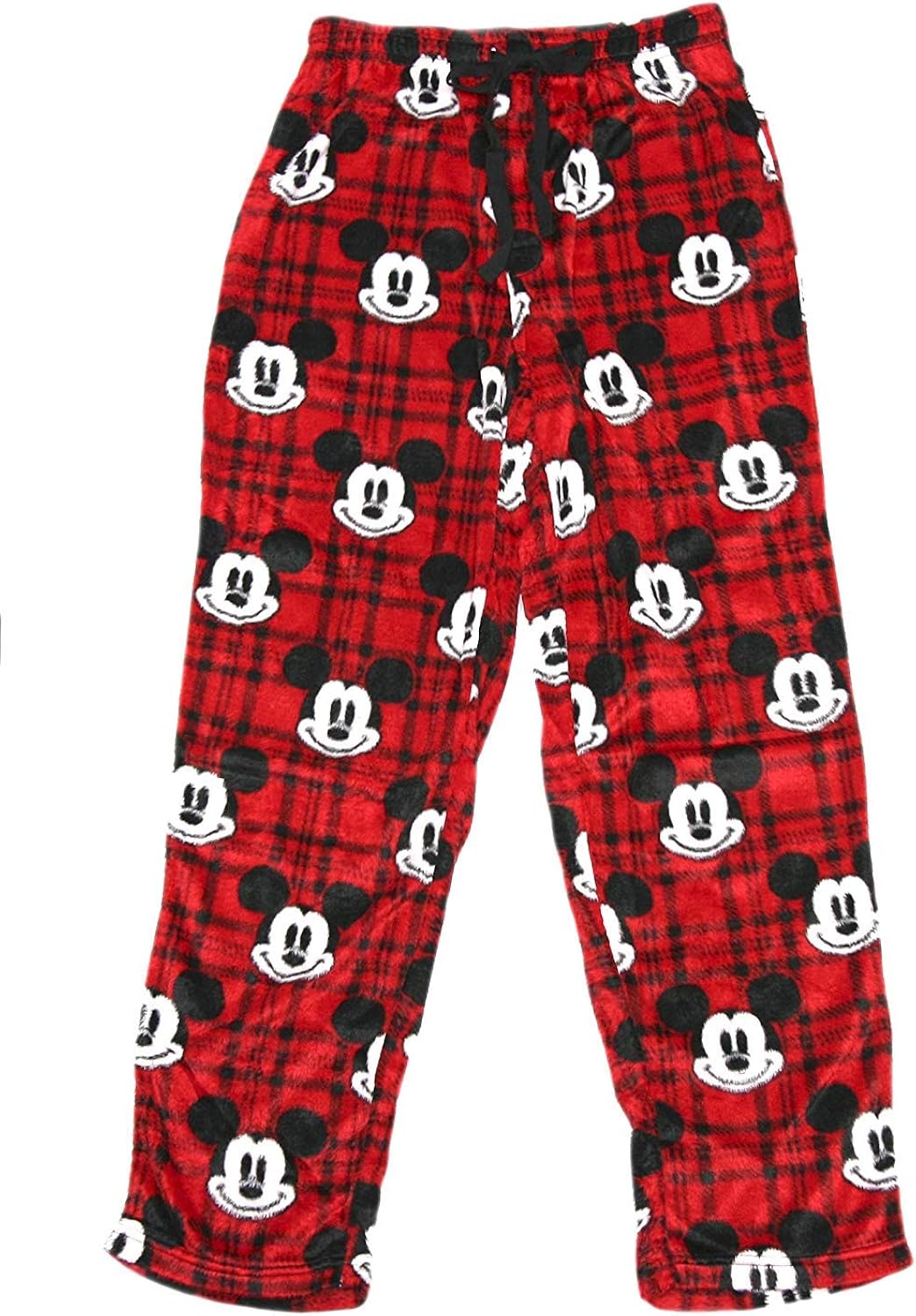 Disney Mens Mickey Mouse Winter Fleece Sleep Pajama Pants (Red Plaid