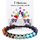 Top Plaza 7 Chakra Bracelets 6mm Natural Healing Crystal Gemstone Yoga Meditation Handmade Beaded Bracelets Adjustable Jewelry for Women Men Christmas Gifts