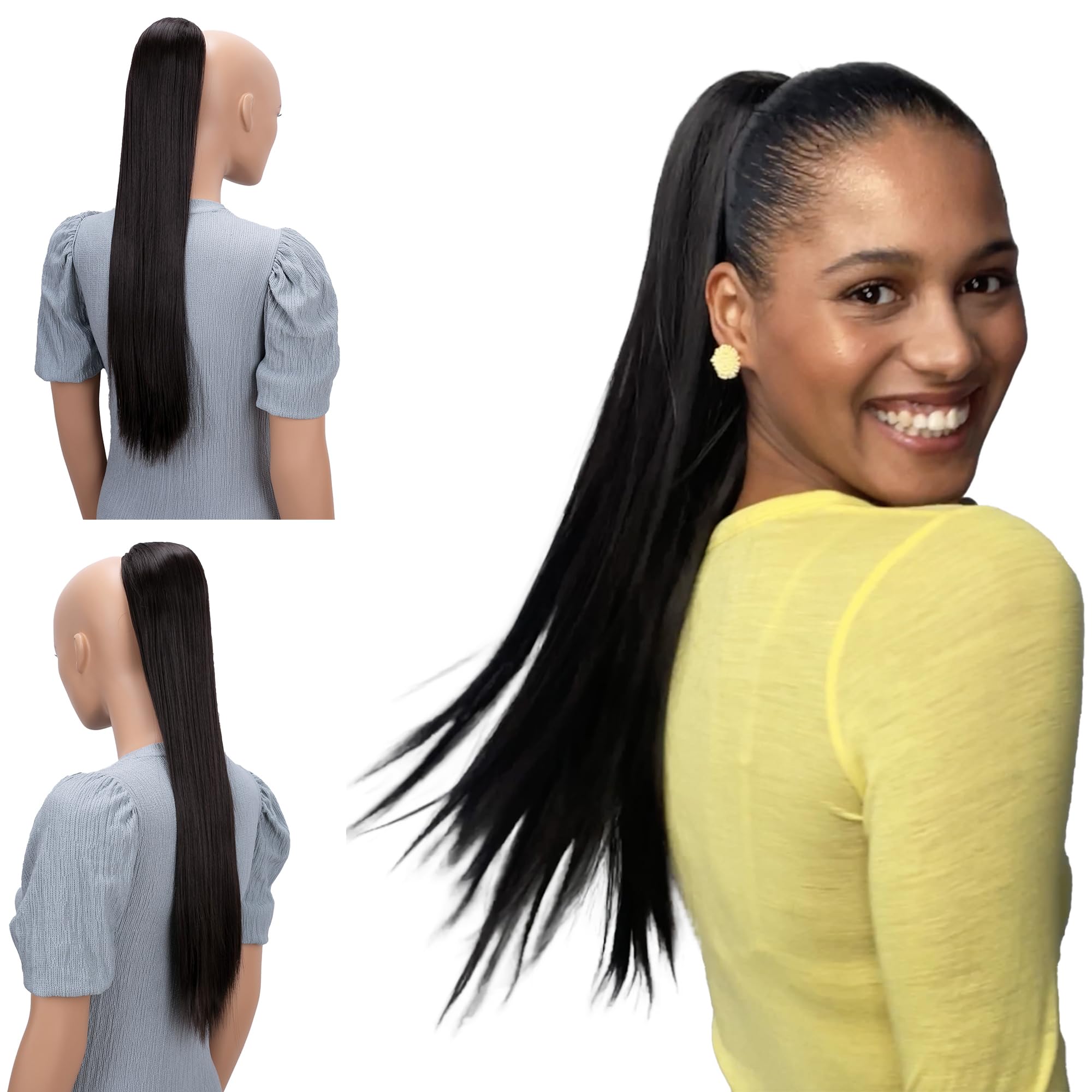 CAISHA 26" Hairpiece Ponytail Long Hair Extension Drawstring Straight Dark Brown PH602 — image 1