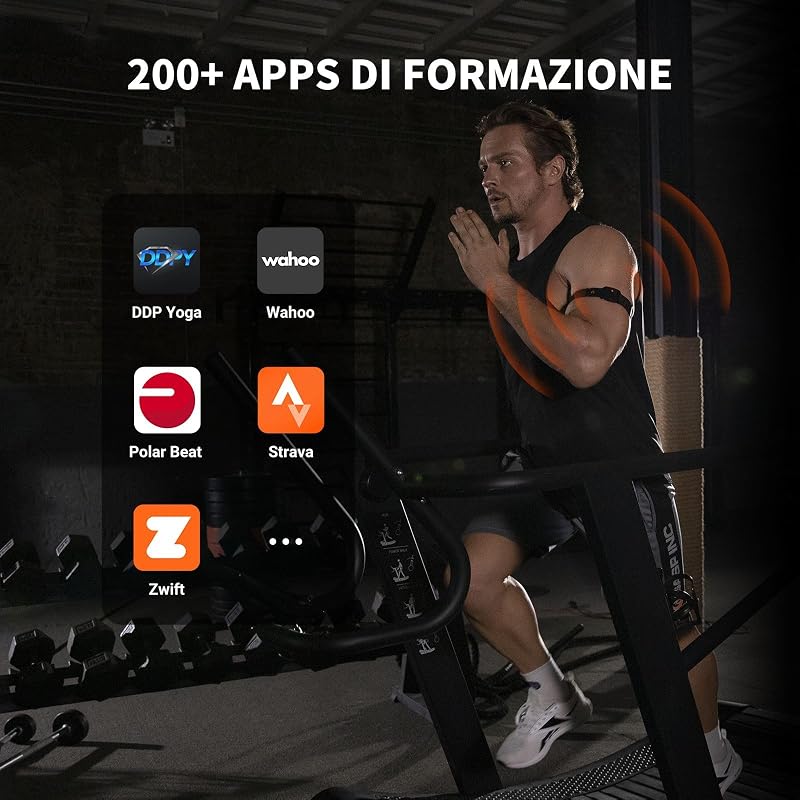 HW9 Fascia Cardio da Braccio, Ant+ Bluetooth5.0 Cardiofrequenzimetro Braccio Ottica Impermeabile IP67, Compatibile con Wahoo Fitness Strava Zwift Elite HRV