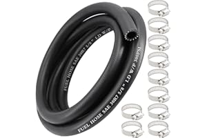 5/8 Inch 10Ft Fuel Line Hose Push Lock NBR Rubber SAE 30R7 300PSI with 10Pcs Clamps Used in Automobile Engines Fuel Systems