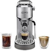 De'Longhi Dedica Duo Compact Espresso Machine - Cold Brew Coffee Maker with Milk Frother Wand- for Espresso, Hot &amp; Iced Coffee, Cappuccinos, Lattes &amp; Home Barista Brewing, Stainless Steel Finish