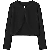 Yekaty Girls Sweaters Long Sleeve Cardigan Bolero Shrugs Button Down Closure Cover Up Tops for Toddler Kids 4-12 Years