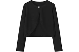 Yekaty Girls Sweaters Long Sleeve Cardigan Bolero Shrugs Button Down Closure Cover Up Tops for Toddler Kids 4-12 Years