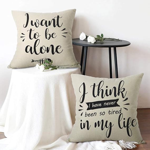 Lewondr Quote Decorative Cushion Cover, 2 Pack Soft Inspirational Quote