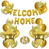 Amazon Com 16 Welcome Home Balloon Banner Style Balloons Foil Letter Balloon Anniversary Celebration Party Decorations Gold Kitchen Dining