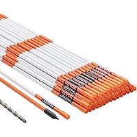 VEVOR Driveway Markers, 50 PCS 48 inch, 0.31 inch Diameter, Orange Fiberglass Poles Snow Stakes with Reflective Tape, 12" Ste