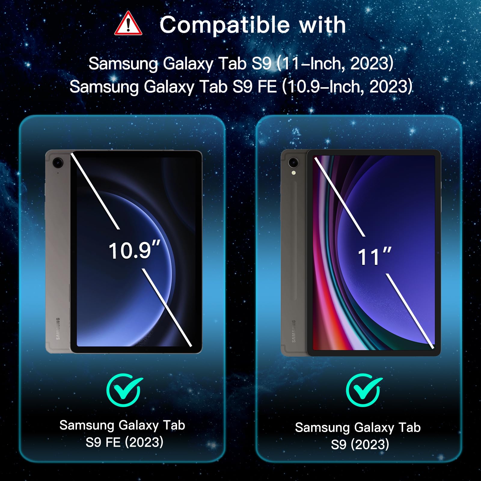 JETech Screen Protector for Samsung Galaxy Tab S9 11-Inch and Galaxy Tab S10 Lite / S10 FE / S9 FE 10.9-Inch, with Easy Installation Frame, Tempered Glass Film, HD Clear, 2-Pack