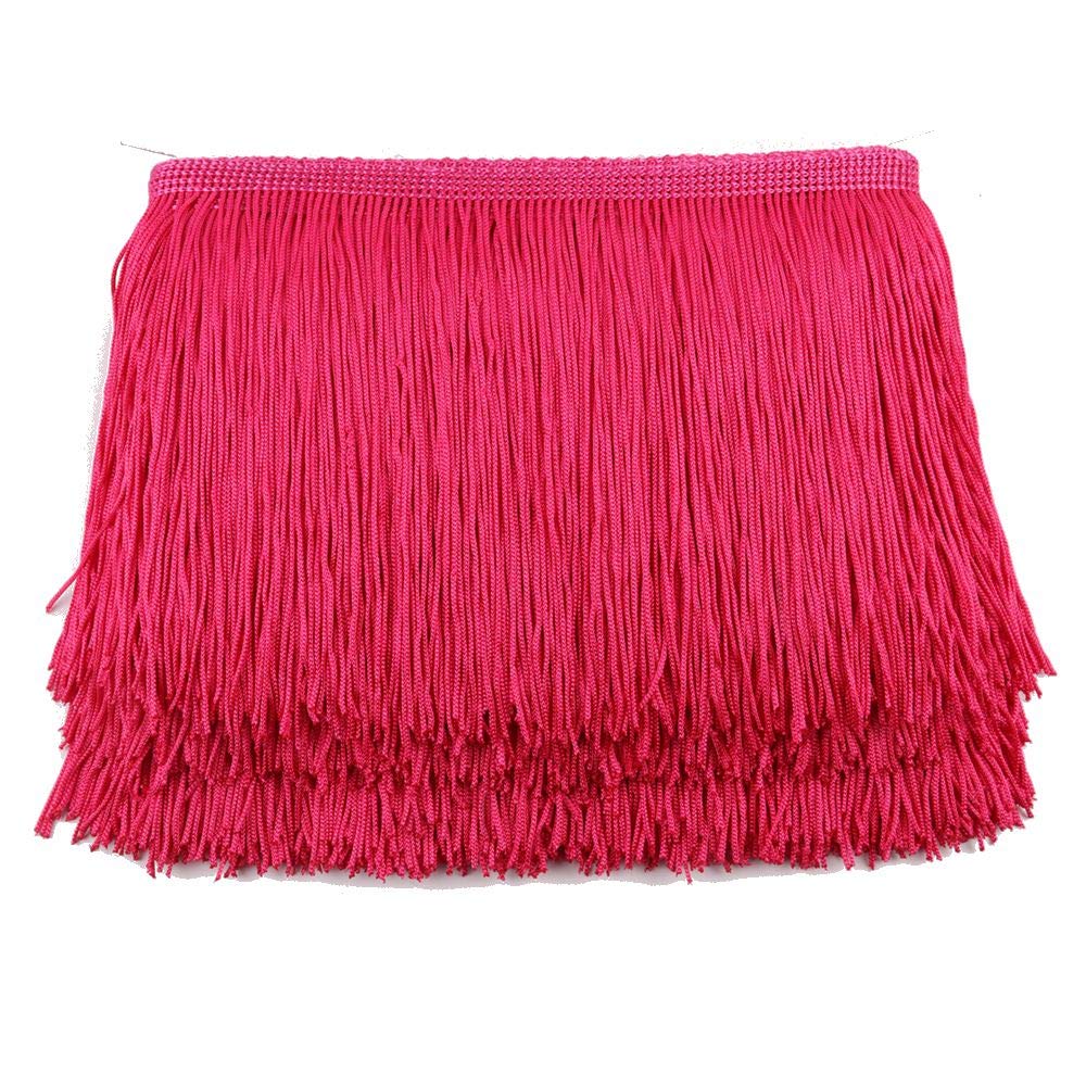 Fringe Trim Lace Polyerter Fibre Tassel 6 inch（″） Wide 10 Yards Long for Clothes Accessories and Latin Wedding Dress and DIY Lamp Shade Decoration Black White Red Gold Blue Pink Grey (Rose Pink)