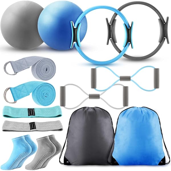 Kit Pilates 11 Pièces - Bandes De Résistance, Anneau, Ballon, Pour Entraînement Maison Ou Bureau